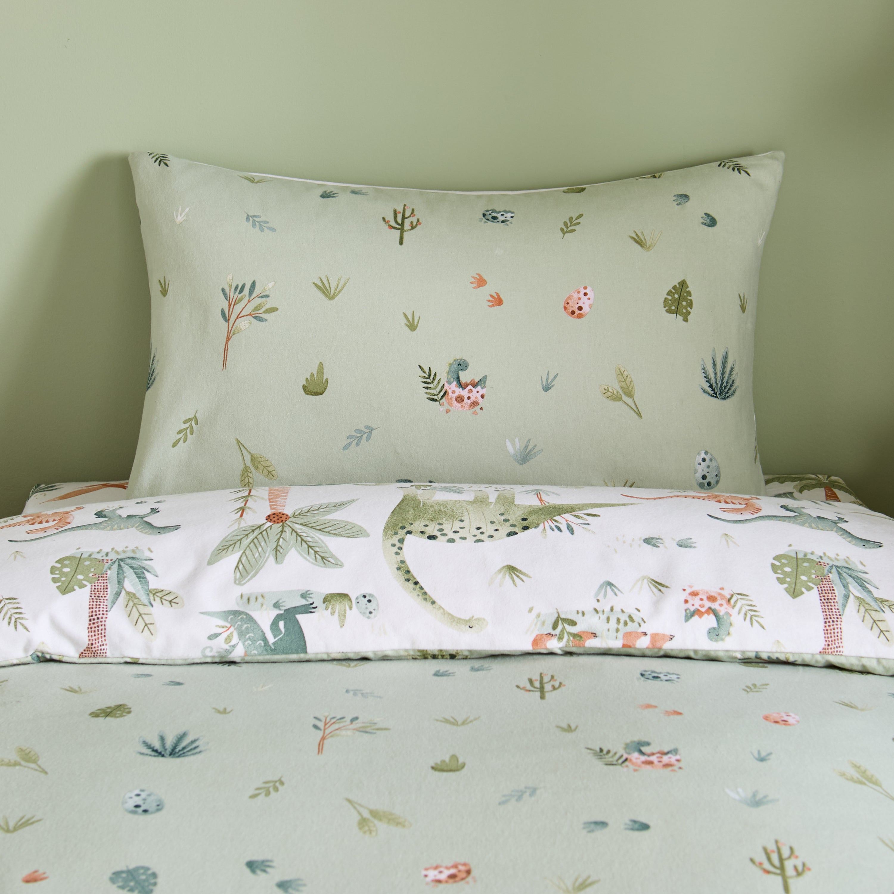 Sleepy -Saurus Brushed Cotton Duvet Set- Green
