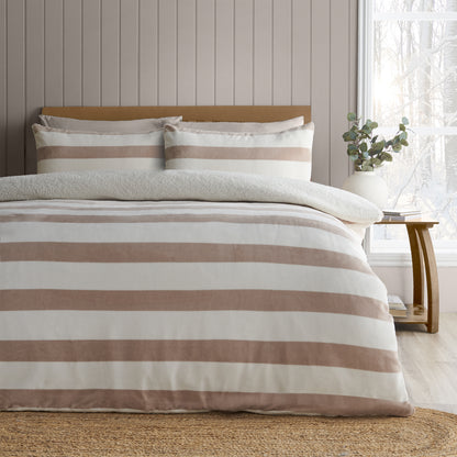 Cosy Sherpa Stripe Duvet Sets- Natural