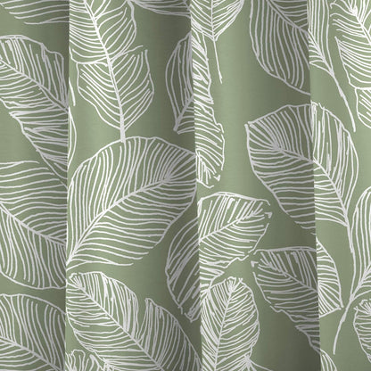 Mateus Scandi Leaf Eyelet Curtains, Green