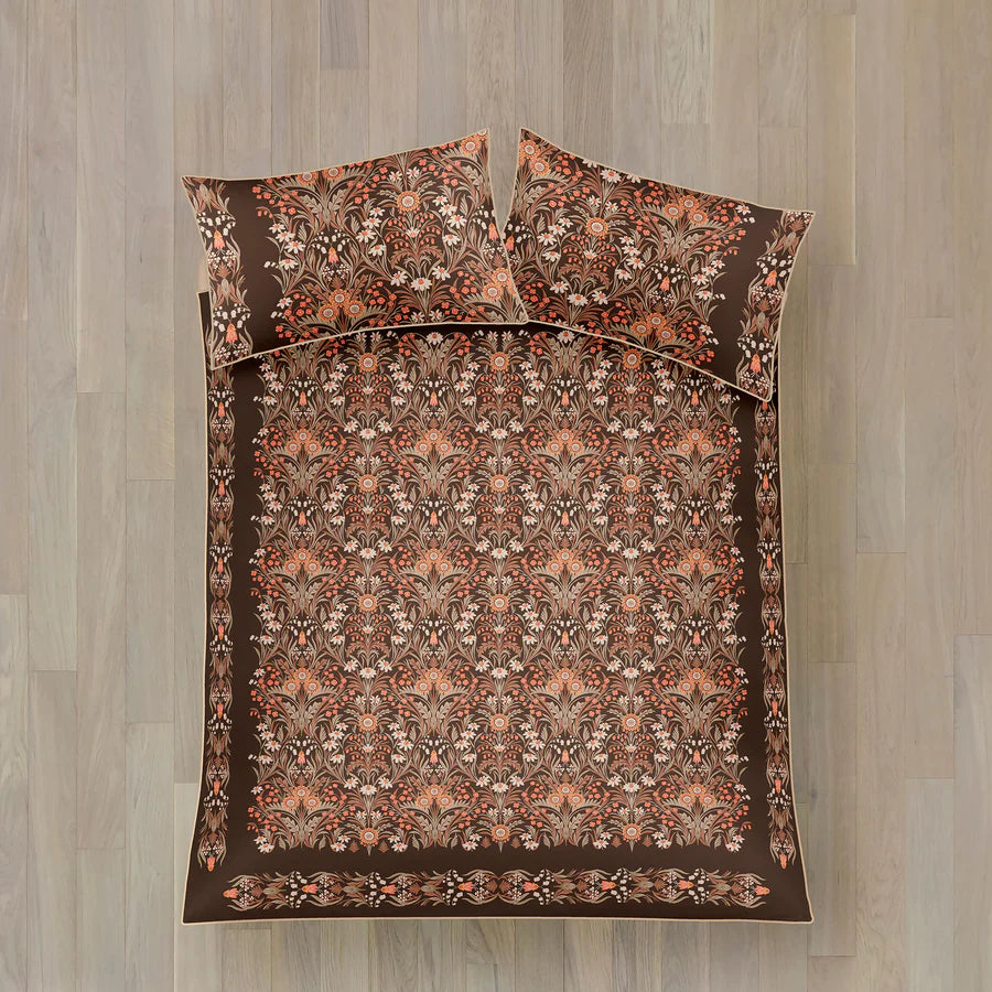 Audrey  100 % Cotton Sateen Duvet Set- Spice