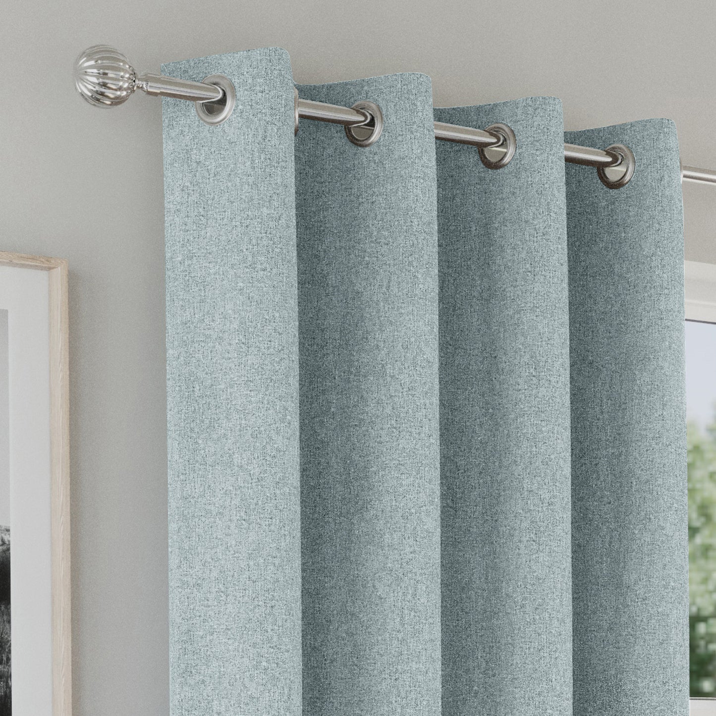 Austin 100 % Black out Eyelet Curtains - Blue