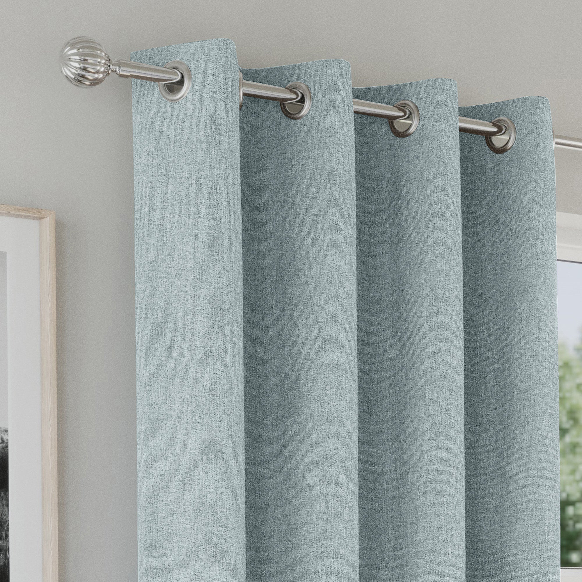 Austin 100 % Black out Eyelet Curtains - Blue