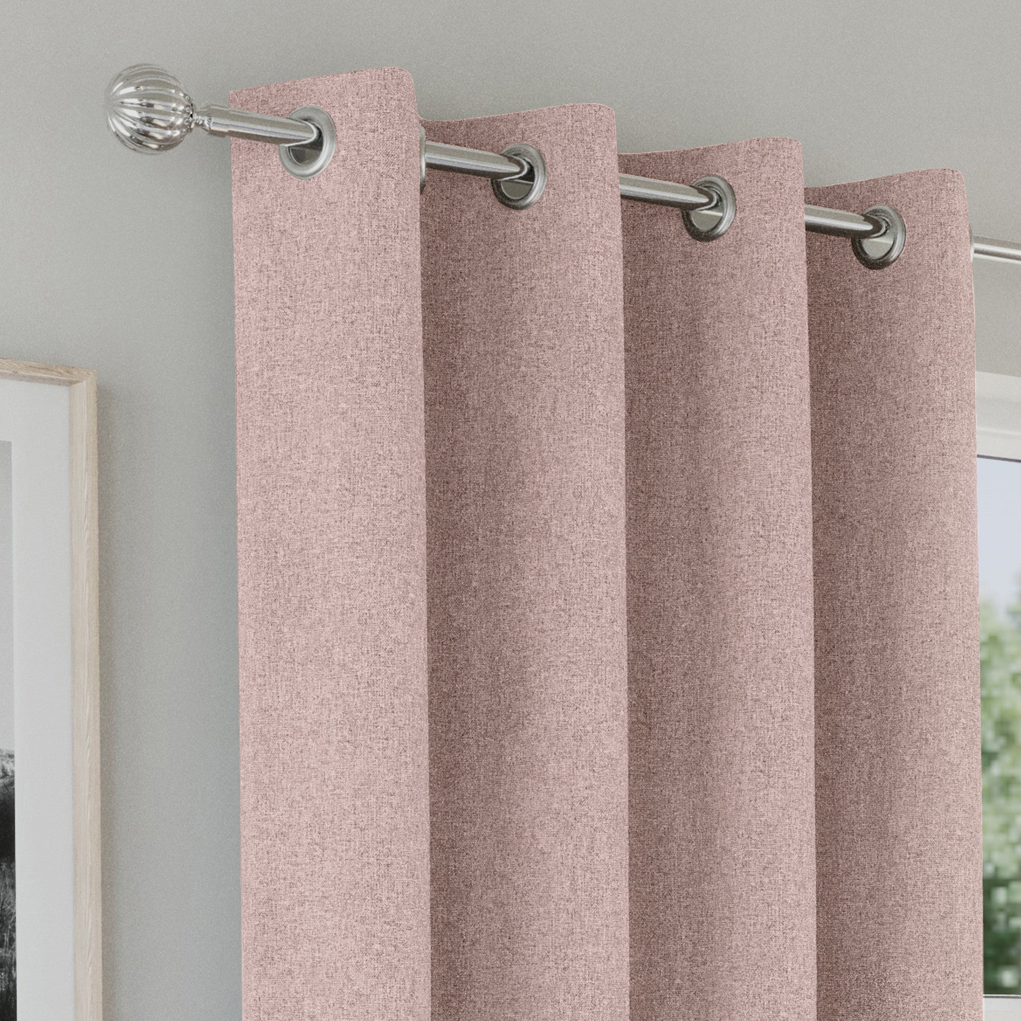 Austin 100 % Black out Eyelet Curtains - Blush