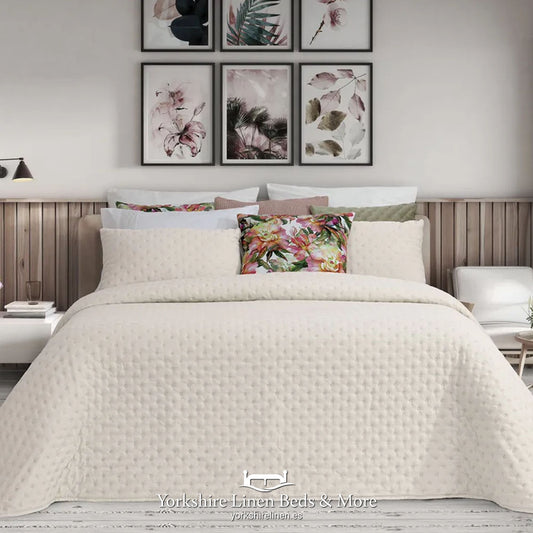Alana Stonewash Bedspread Range, Ivory - Bedspreads & Throws - Yorkshire Linen Beds & More