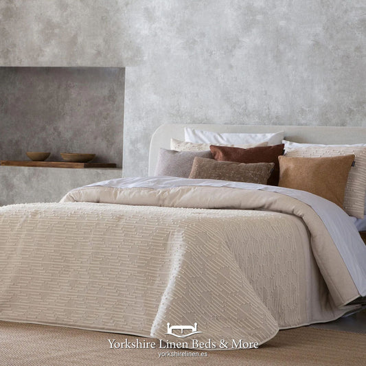 Aldana Bedspread, Beige - Bedspreads & Throws - Yorkshire Linen Beds & More