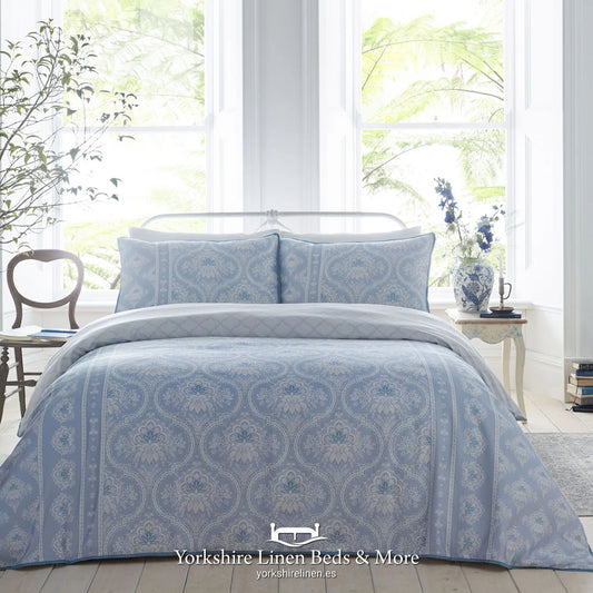 Alexis 200 TC Cotton Duvet Sets, Blue - Duvet Covers & Sets - Yorkshire Linen Beds & More
