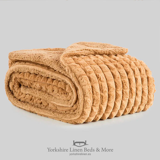 Amber Luxury Sherpa Fur Throw - Beige