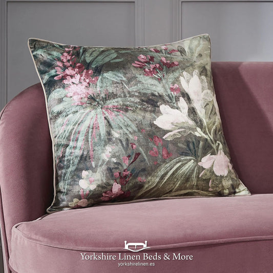 Anthea Luxury Velour Cushions, Green - Cushions & Cushion Covers - Yorkshire Linen Beds & More