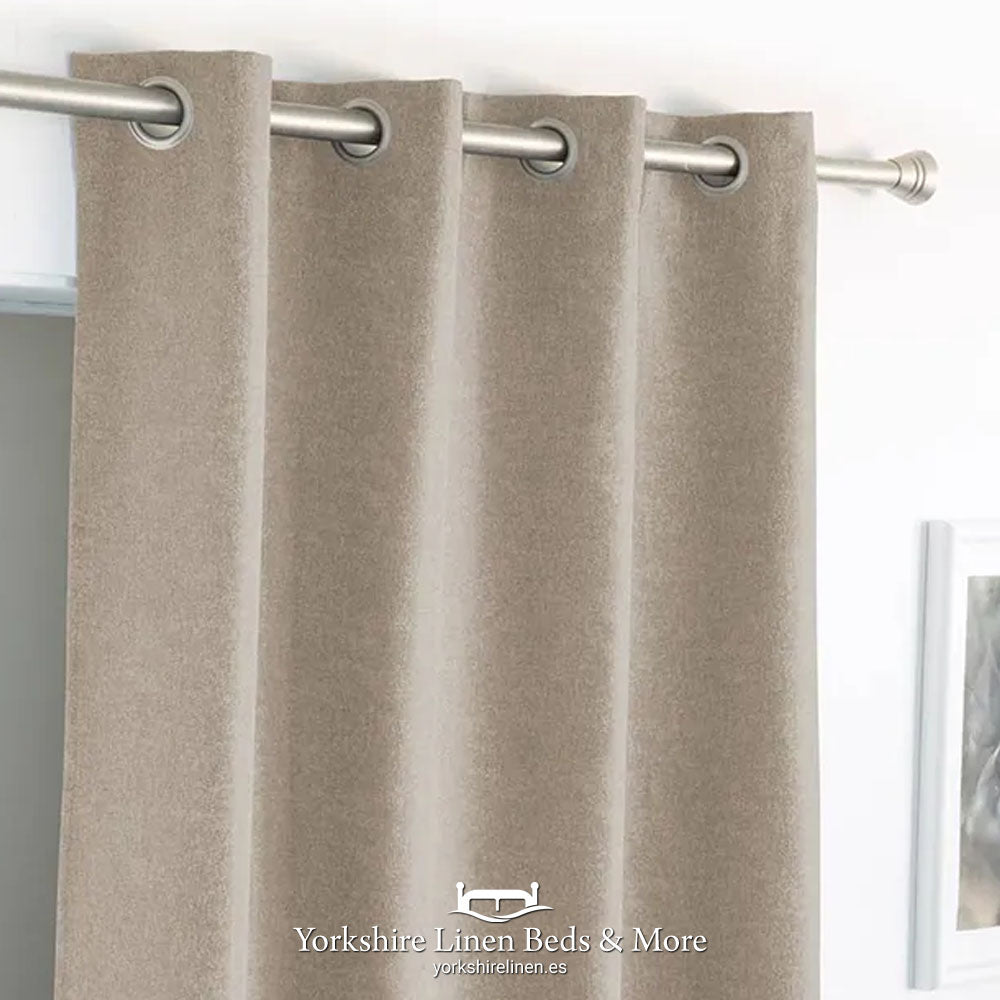 Arisa Ring Top Blackout Curtain, Beige - Curtains & Voiles - Yorkshire Linen Beds & More