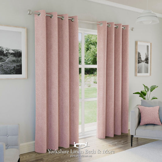 Austin 100% Black Out Eyelet Curtains, Blush - Curtains & Voiles - Yorkshire Linen Beds & More