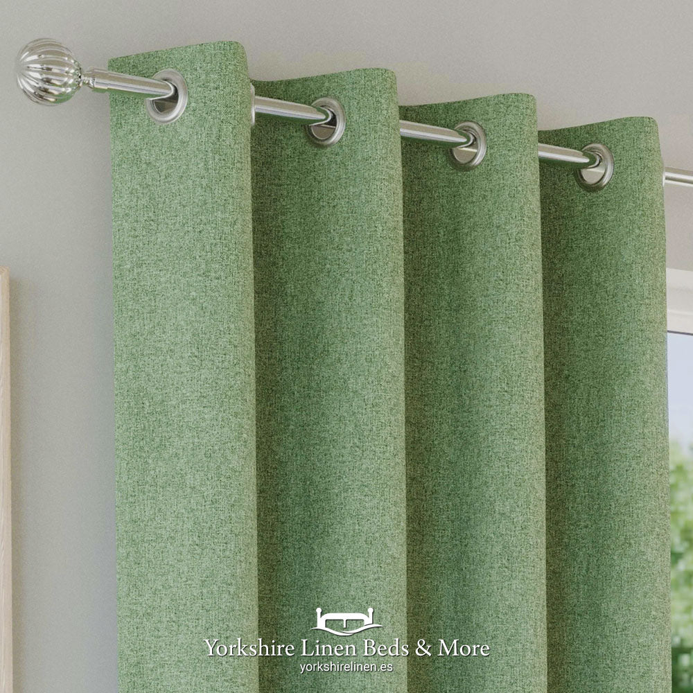 Austin 100% Black Out Eyelet Curtains, Green - Curtains & Voiles - Yorkshire Linen Beds & More