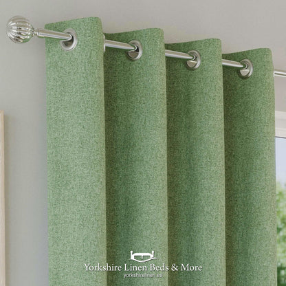 Austin 100% Black Out Eyelet Curtains, Green - Curtains & Voiles - Yorkshire Linen Beds & More