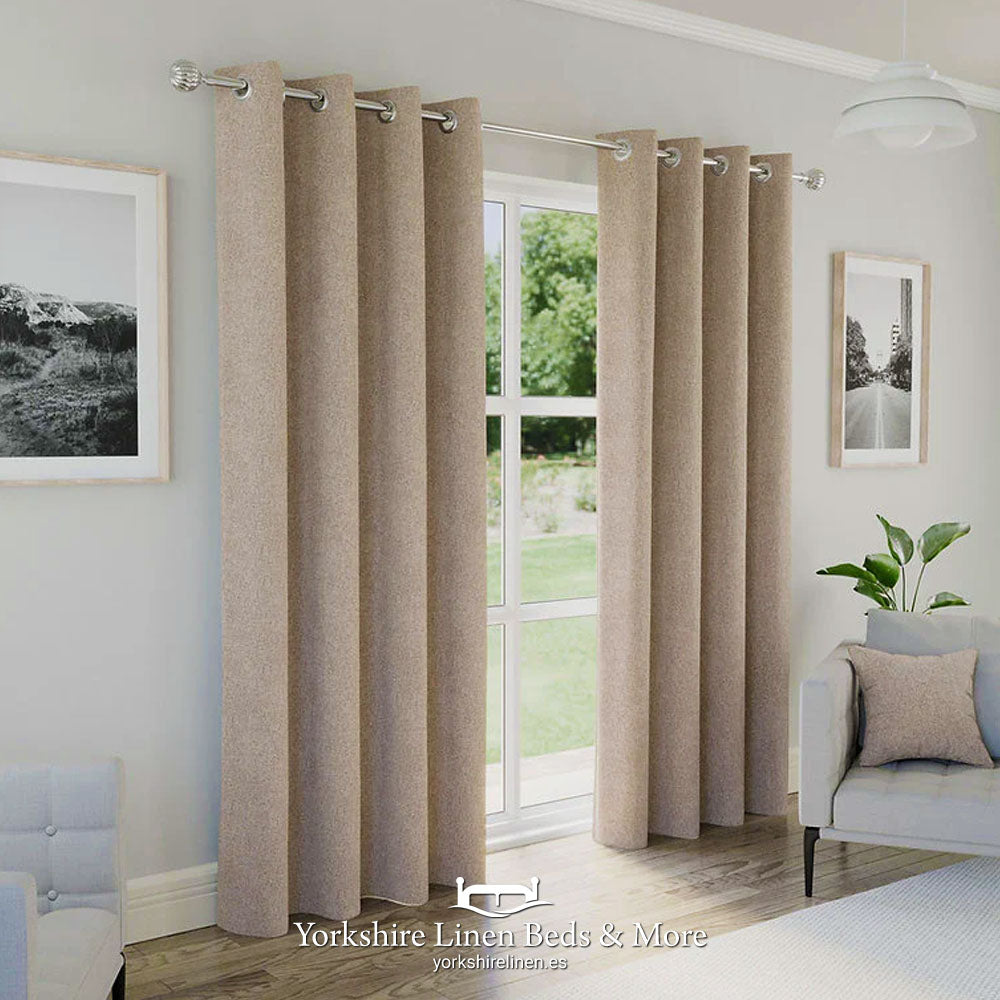 Austin 100% Black Out Eyelet Curtains, Natural - Curtains & Voiles - Yorkshire Linen Beds & More