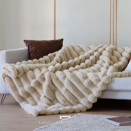 Bayron Luxury Fur Throw- Beige