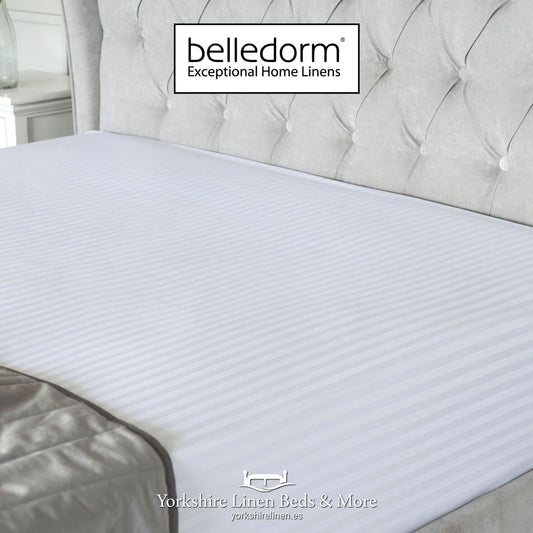 Belledorm Hotel Stripe Fitted Sheet, 540 Thread Count, White - Sheets & Pillowcases - Yorkshire Linen Beds & More 2