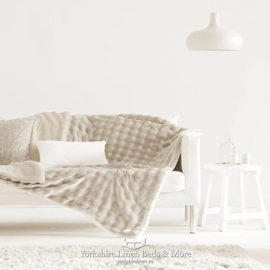 Bosco Ultra Soft Sherpa Faux Fur Throw, Beige - Throws & Bedspreads - Yorkshire Linen Beds & More