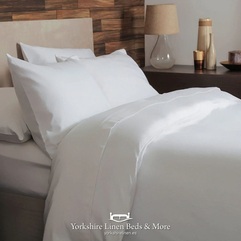 Brushed Cotton Fitted Sheets, White - Sheets & Pillowcases - Yorkshire Linen Beds & More 2