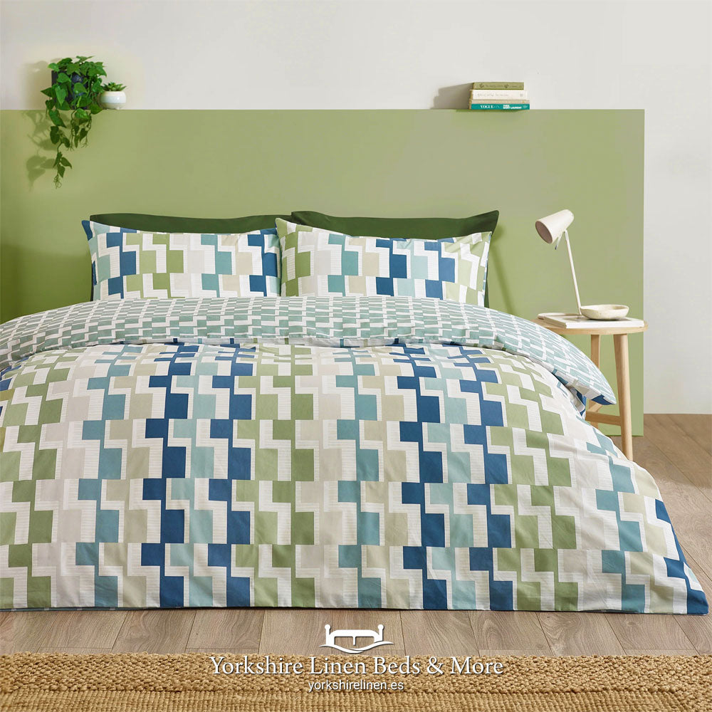 Bryson Geometric Duvet Set Blue / Green