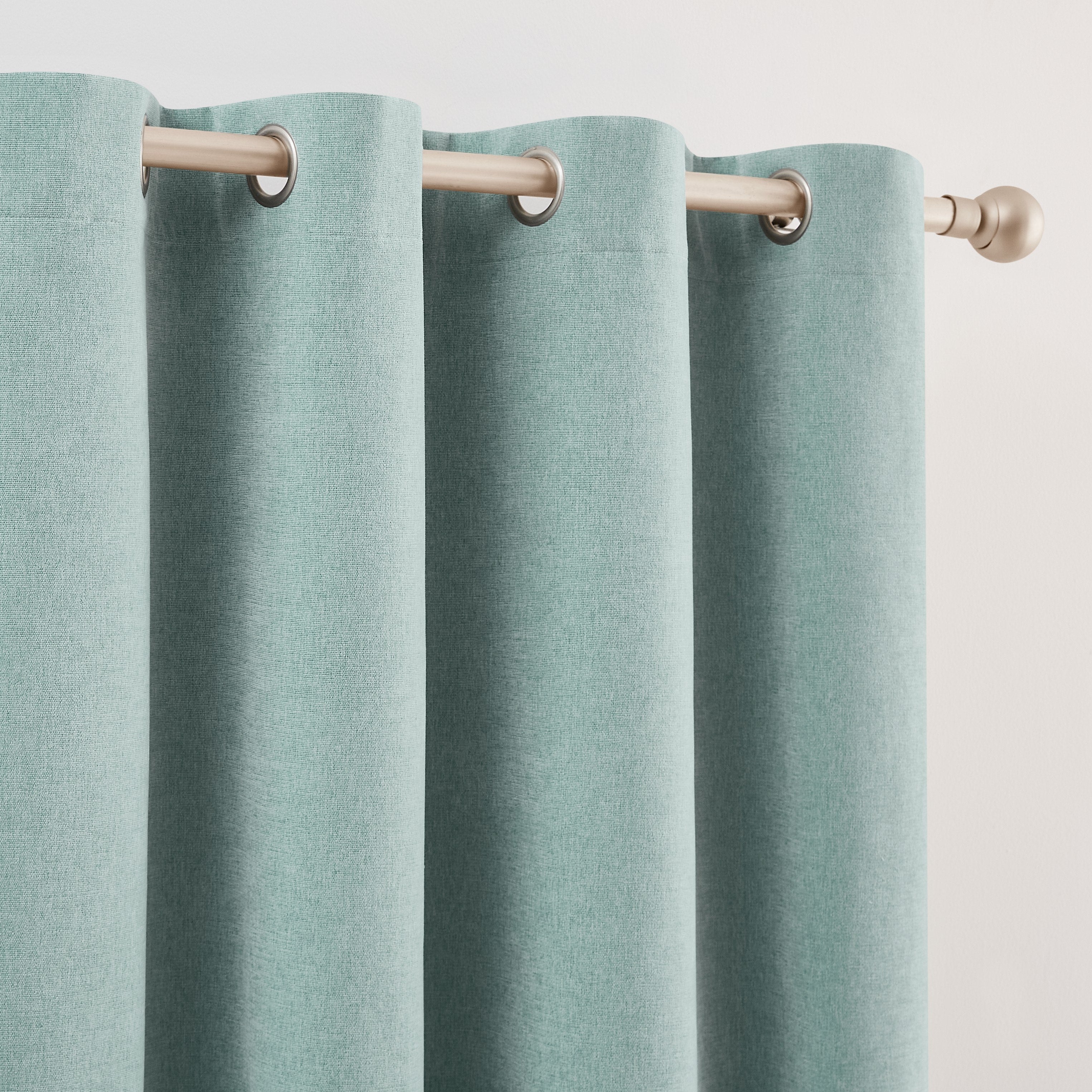 Chenille Eyelet Blackout Curtains - Duck Egg Blue