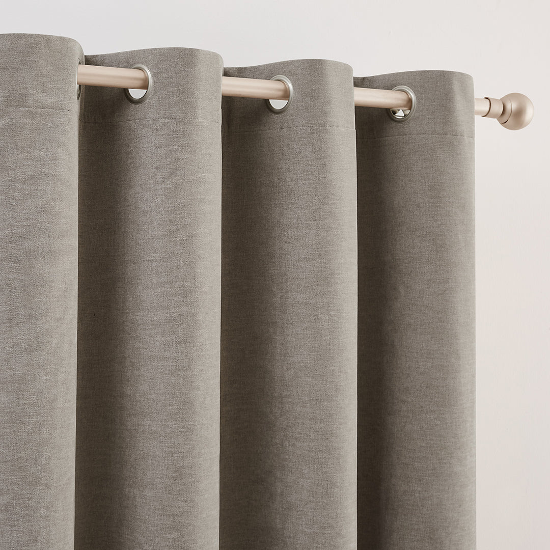 Chenille Eyelet Blackout Curtains - Beige