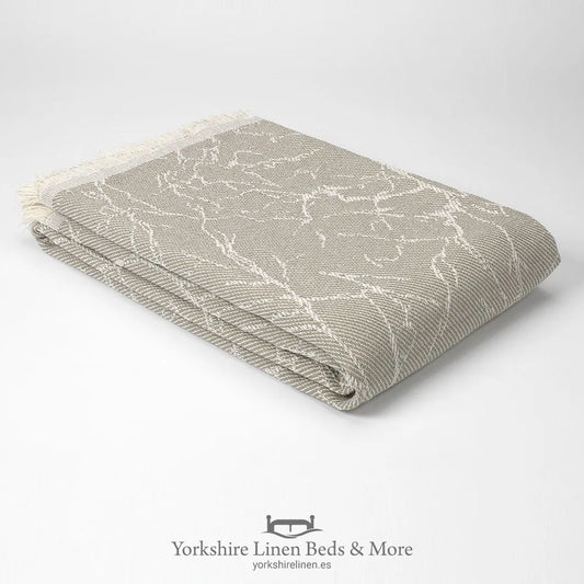 Carrera 100% Recycled Cotton Throws, Beige - Bedspreads & Throws - Yorkshire Linen Beds & More