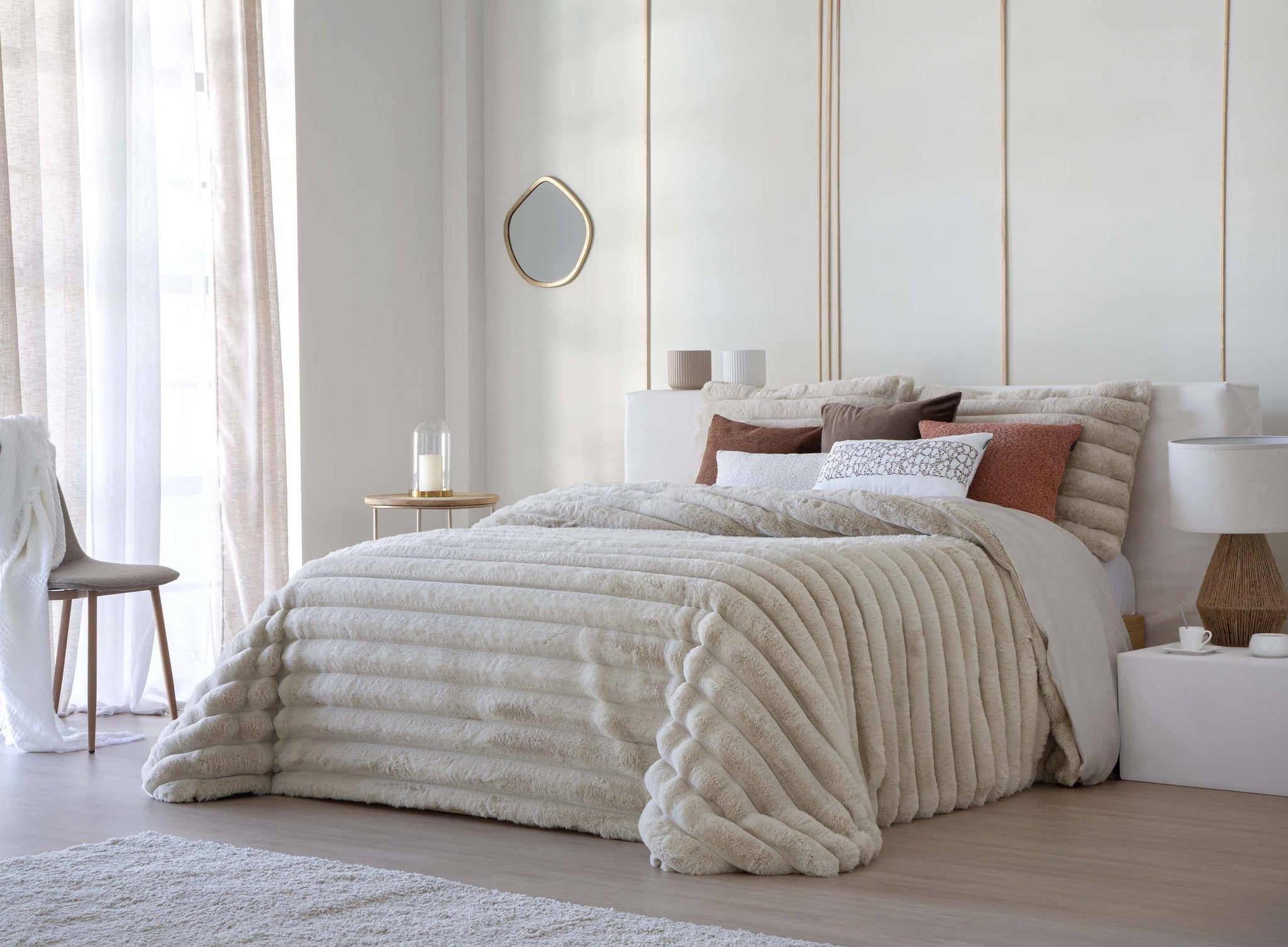 Cederic  Sherpa Bedspreads Beige