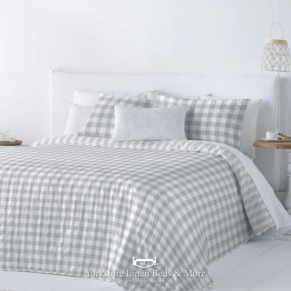 Checkers Reversible Bedspreads, Grey - Bedspreads & Runners - Yorkshire Linen Beds & More