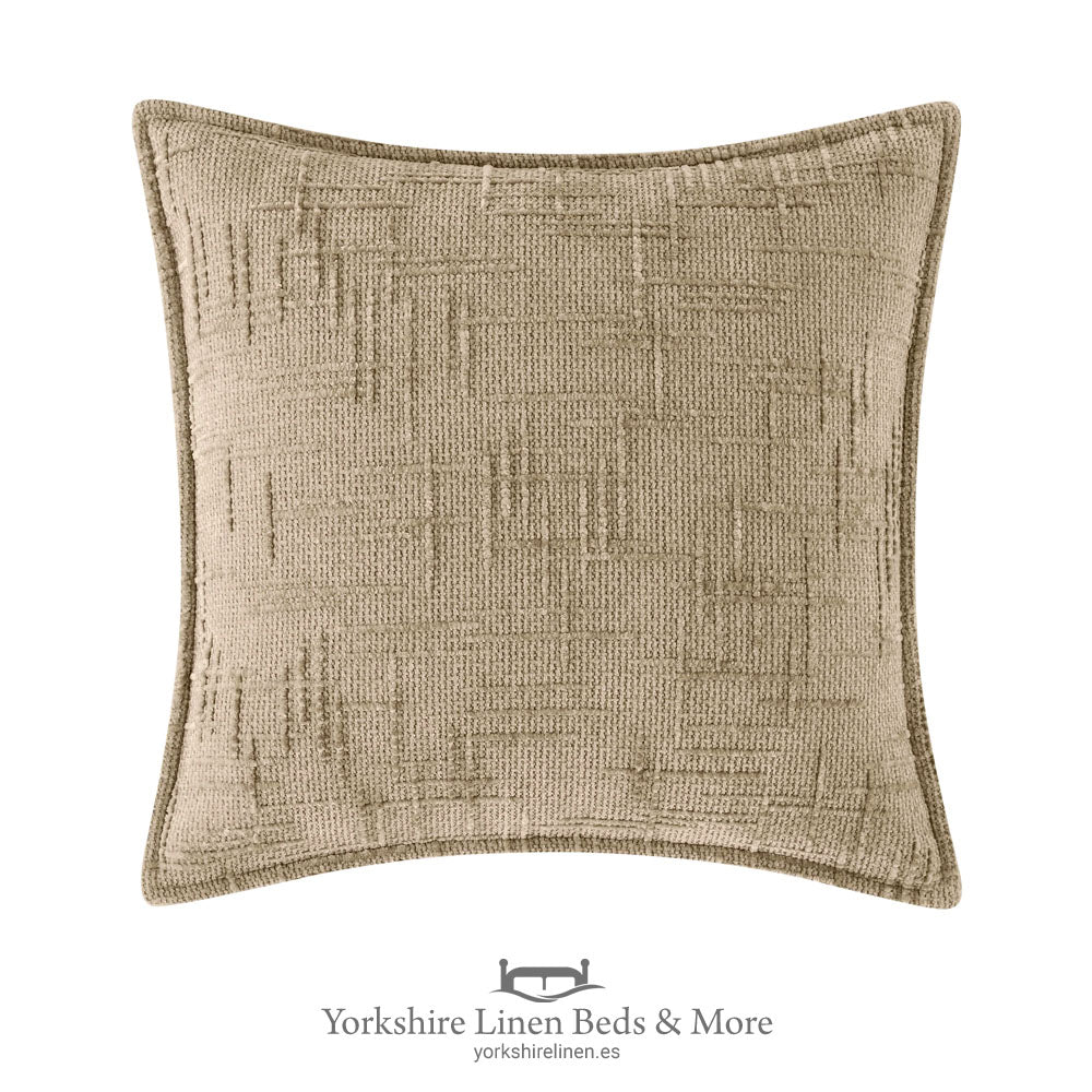 Chenille Tweed Complete Cushion, Beige - Cushions & Cushion Covers - Yorkshire Linen Beds & More, Mijas Costa, Spain