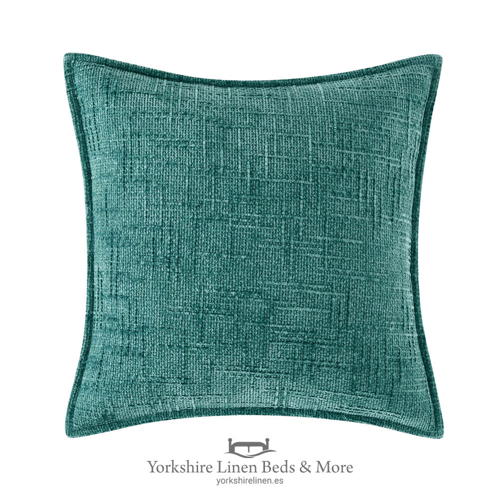 Chenille Tweed Complete Cushion, Teal - Cushions & Cushion Covers - Yorkshire Linen Beds & More, Mijas Costa, Spain