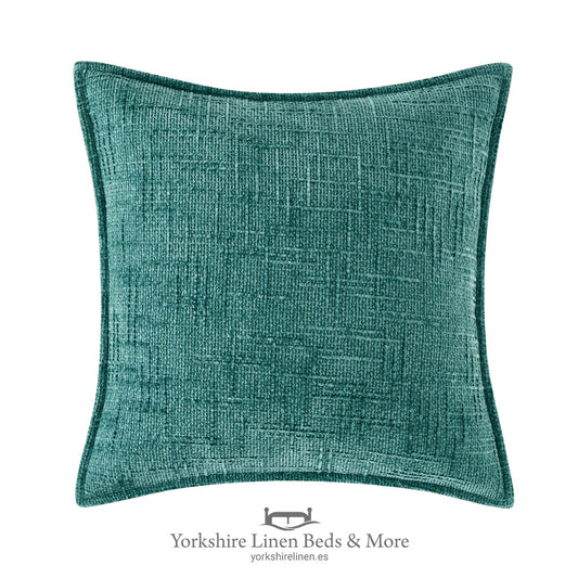Chenille Tweed Complete Cushion, Teal - Cushions & Cushion Covers - Yorkshire Linen Beds & More, Mijas Costa, Spain