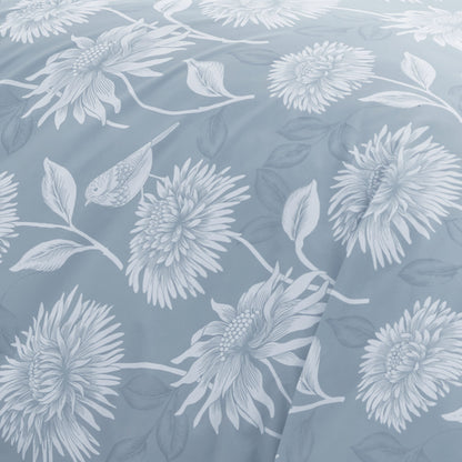 Chrysanthemum Duck Egg Reversible Duvet Set
