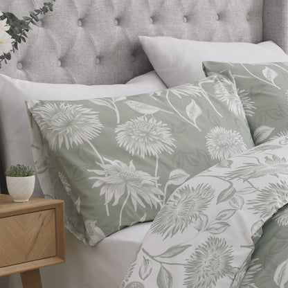 Chrysanthemum Green Reversible Duvet Set