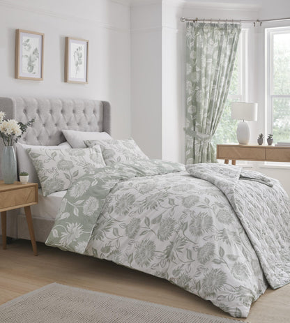 Chrysanthemum Green Reversible Duvet Set
