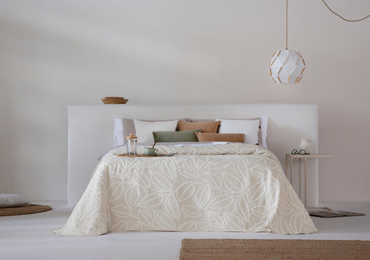 Lorena Jacquard Bedspread- Beige