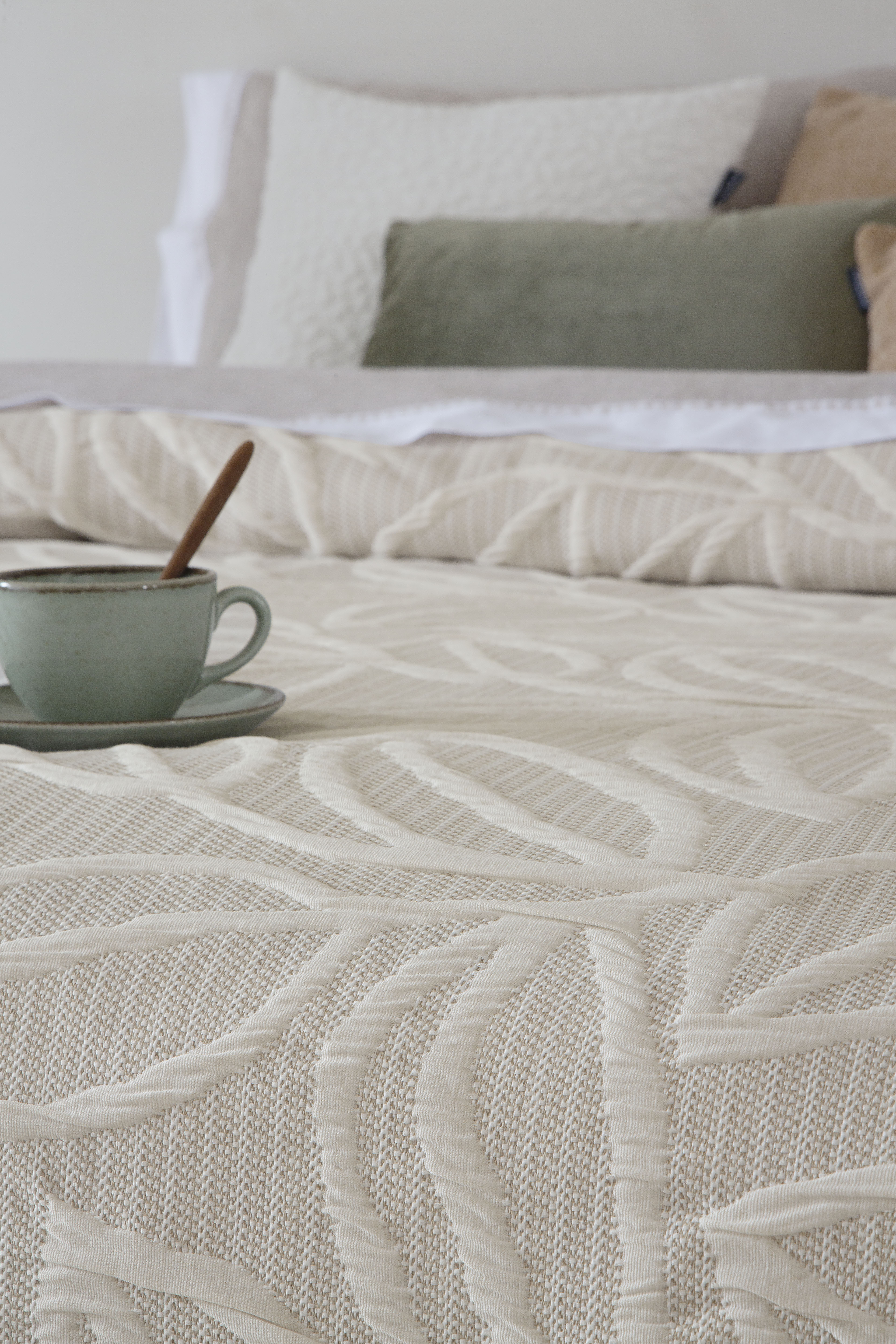 Lorena Jacquard Bedspread- Beige