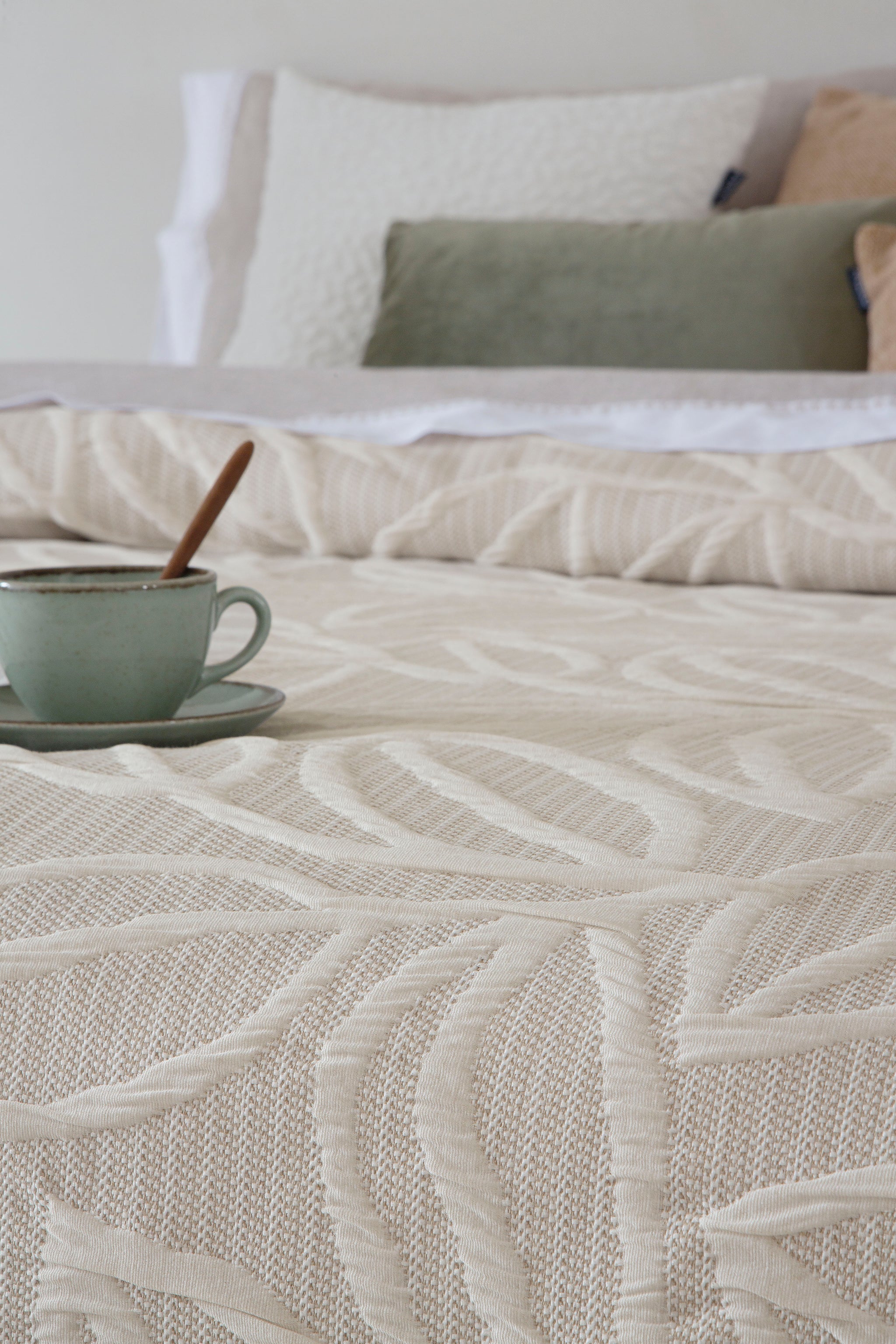 Lorena Jacquard Bedspread- Beige