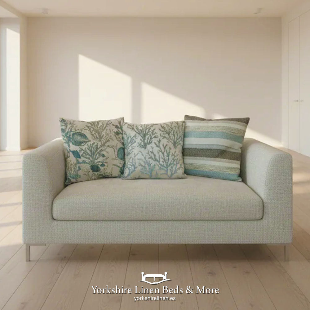 Coral Squares Cushion Range - Duck Egg