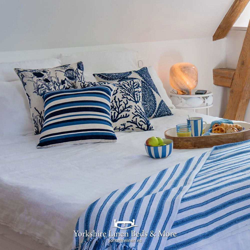 Coral Squares Cushion Range, Navy - Cushions & Cushion Covers - Yorkshire Linen Beds & More