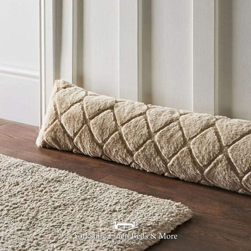 Cosy Diamond Fur Draught Excluder, Natural from Catherine Lansfield - Yorkshire Linen Beds & More