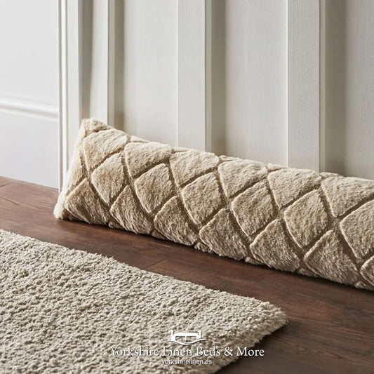 Cosy Diamond Fur Draught Excluder, Natural from Catherine Lansfield - Yorkshire Linen Beds & More