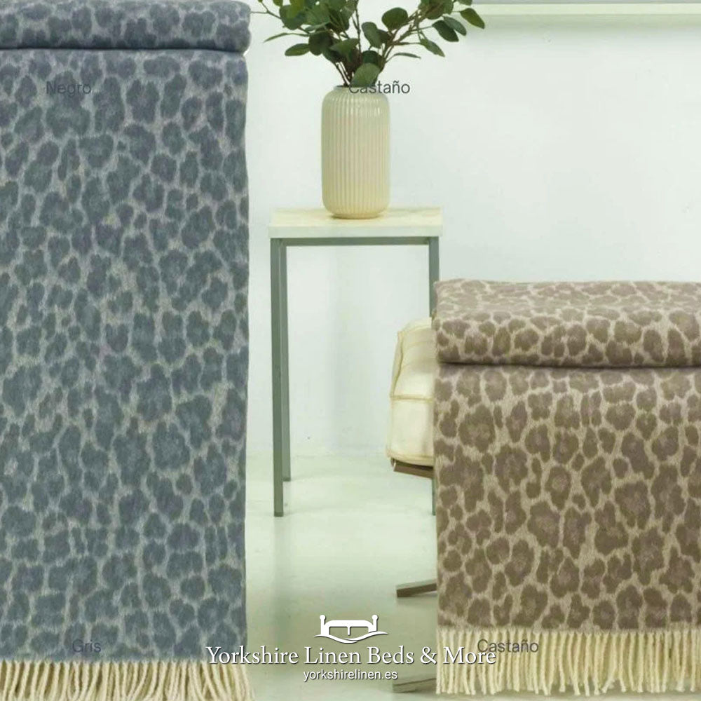 Cosy Leopard Cotton Rich Throws, Assorted Colours - Bedspreads, Throws & Runners - Yorkshire Linen Beds & More, Mijas, Spain