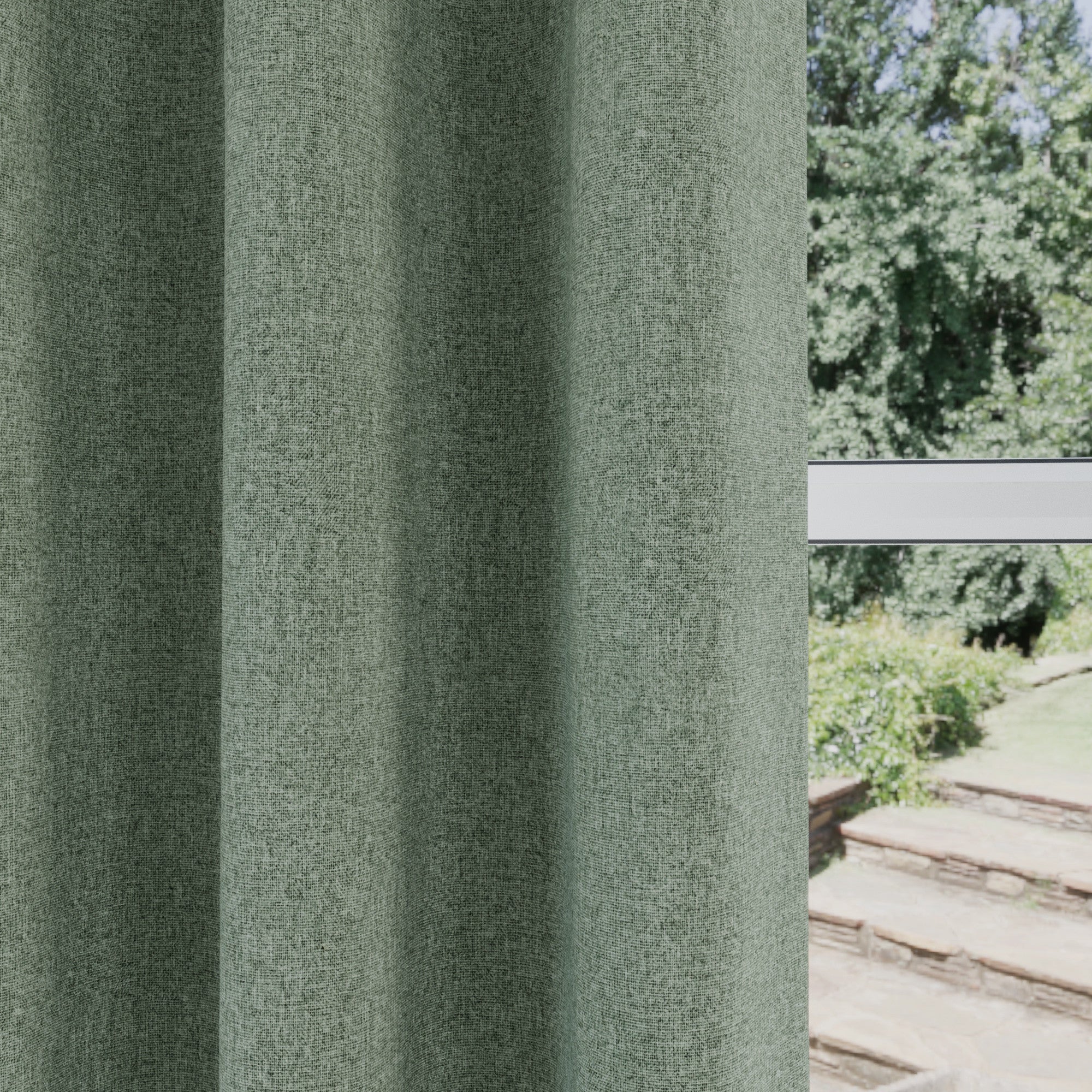 Dallas 100% Blackout Pencil Pleat Curtains, Green