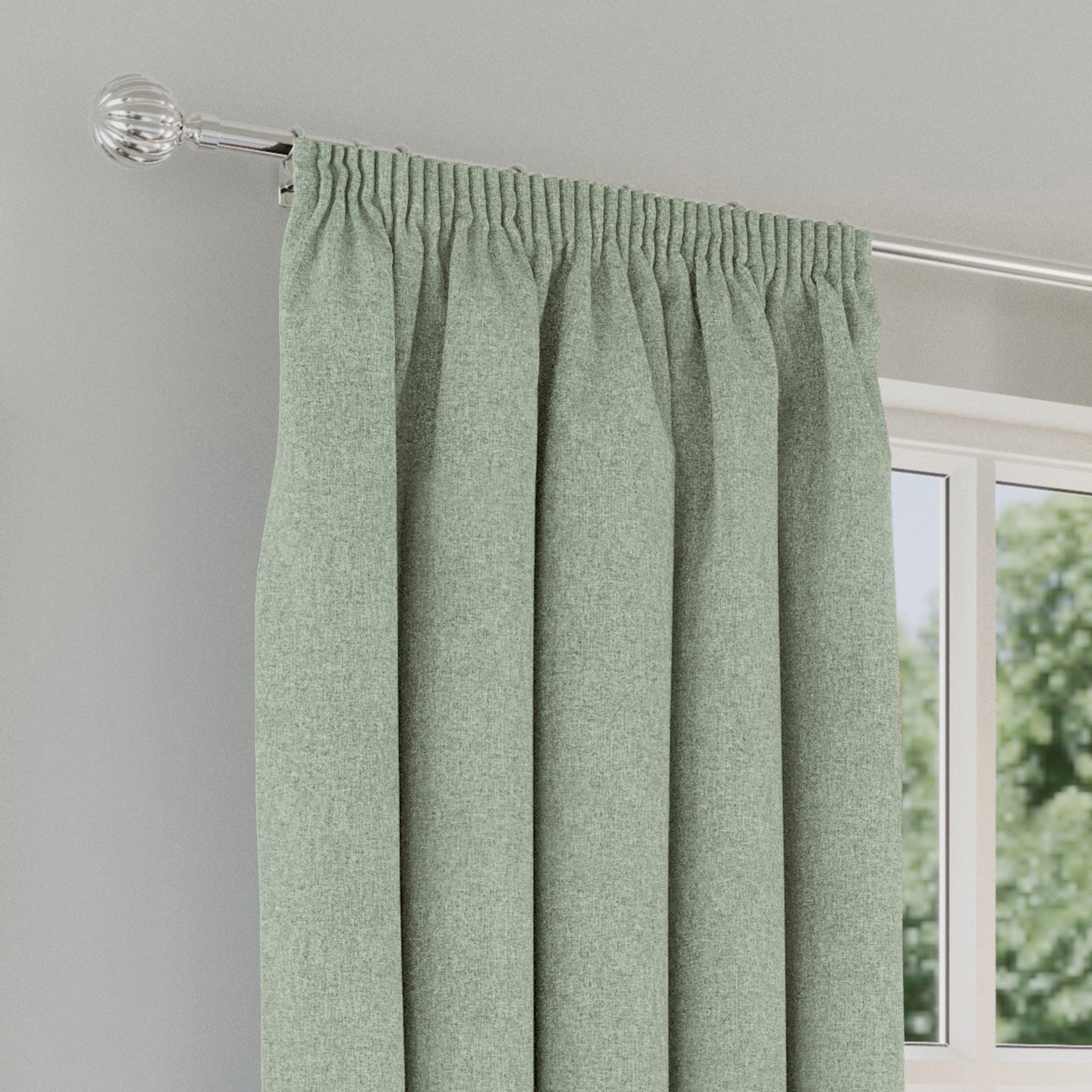Dallas 100% Blackout Pencil Pleat Curtains, Green