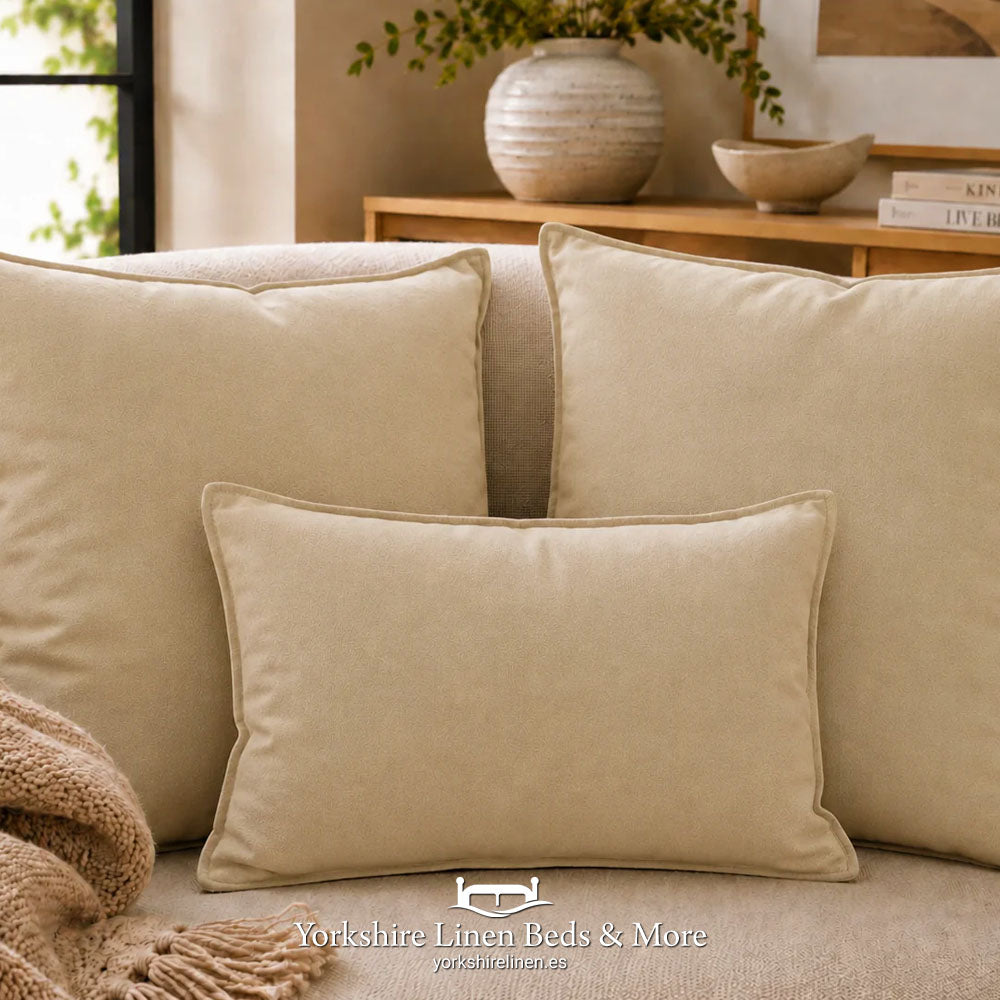 Dalia Linen Blend Filled Cushions, Beige 28 - Cushions & Cushion Covers - Yorkshire Linen Beds & More, Mijas Costa, Spain