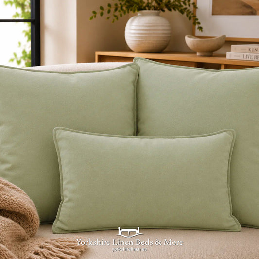 Dalia Linen Blend Filled Cushions, Mint 36 - Cushions & Cushion Covers - Yorkshire Linen Beds & More, Mijas Costa, Spain