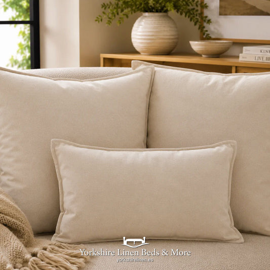 Dalia Linen Blend Filled Cushions, Natual 005 - Cushions & Cushion Covers - Yorkshire Linen Beds & More, Mijas Costa, Spain
