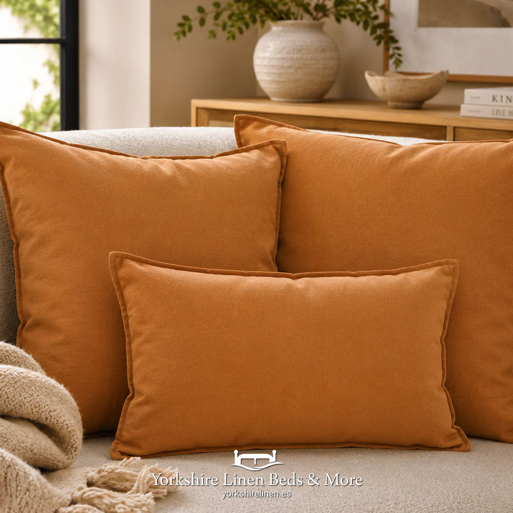 Dalia Linen Blend Filled Cushions, Terracotta 15 - Cushions & Cushion Covers - Yorkshire Linen Beds & More, Mijas Costa, Spain