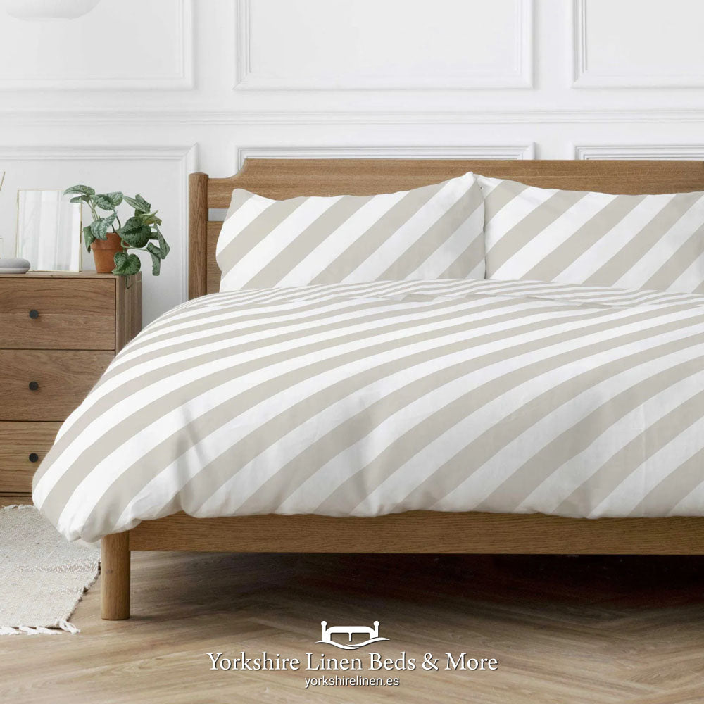 Diagonal Stripe Duvet Set, Natural - Duvet Covers & Sets - Yorkshire Linen Beds & More