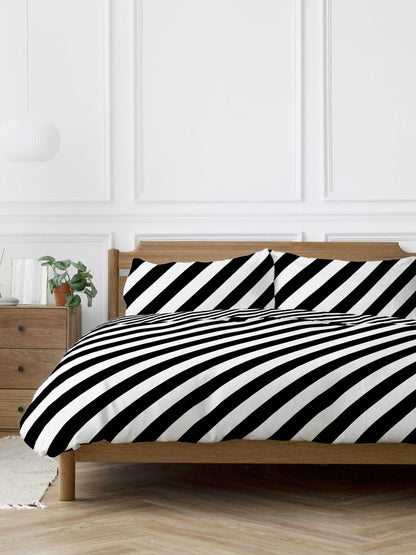 Diagonal Stripe Duvet Set, Monochrome