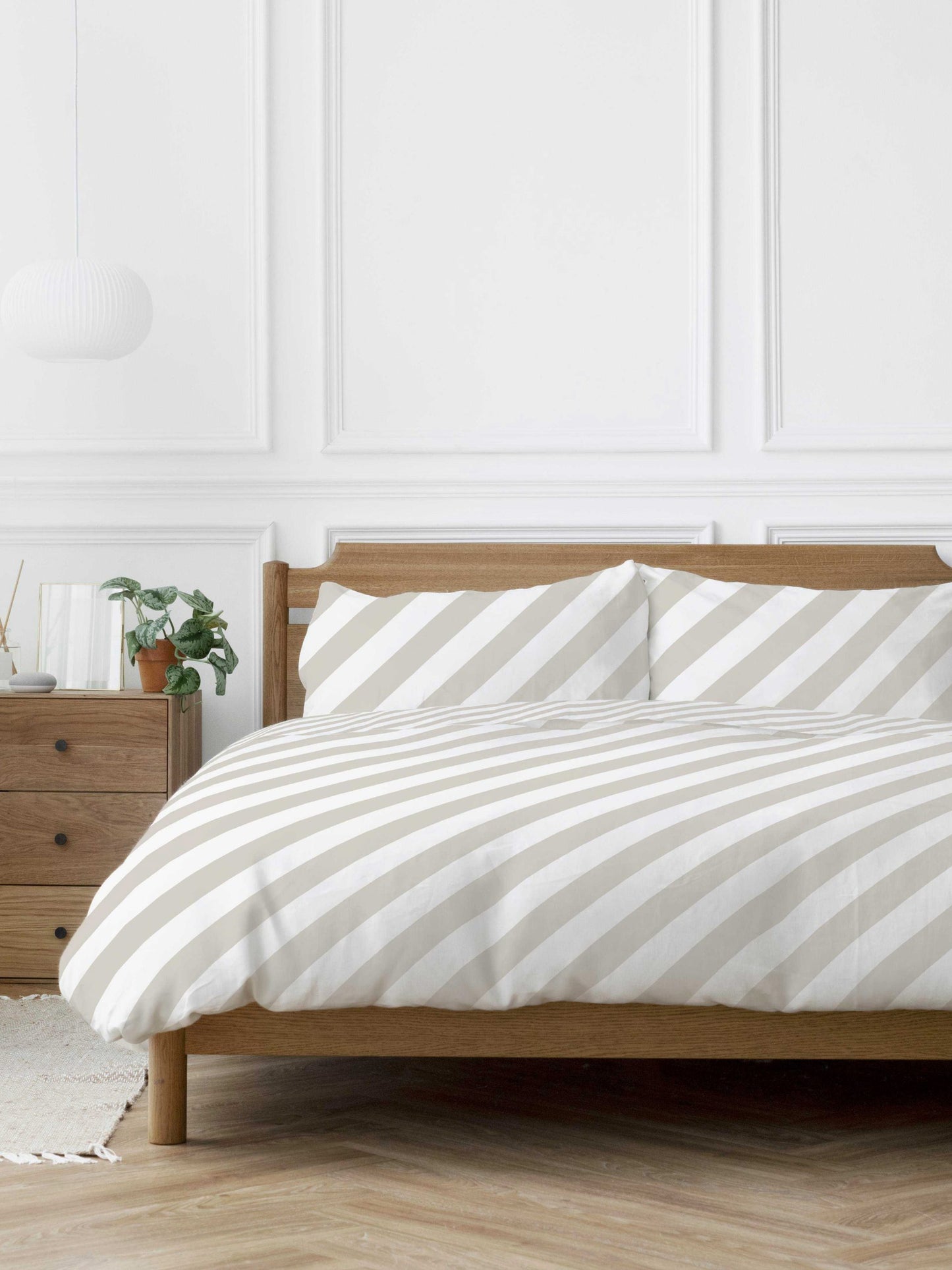 Diagonal Stripe Duvet Set, Natural